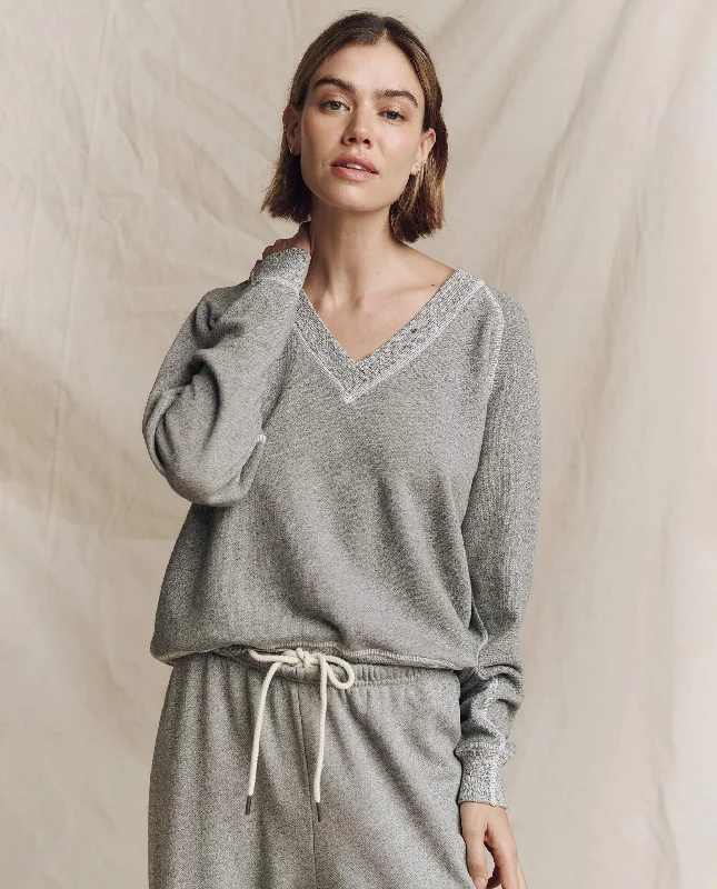 Comfort First Women's Wear The V-Neck Sweatshirt. -- Varsity Grey