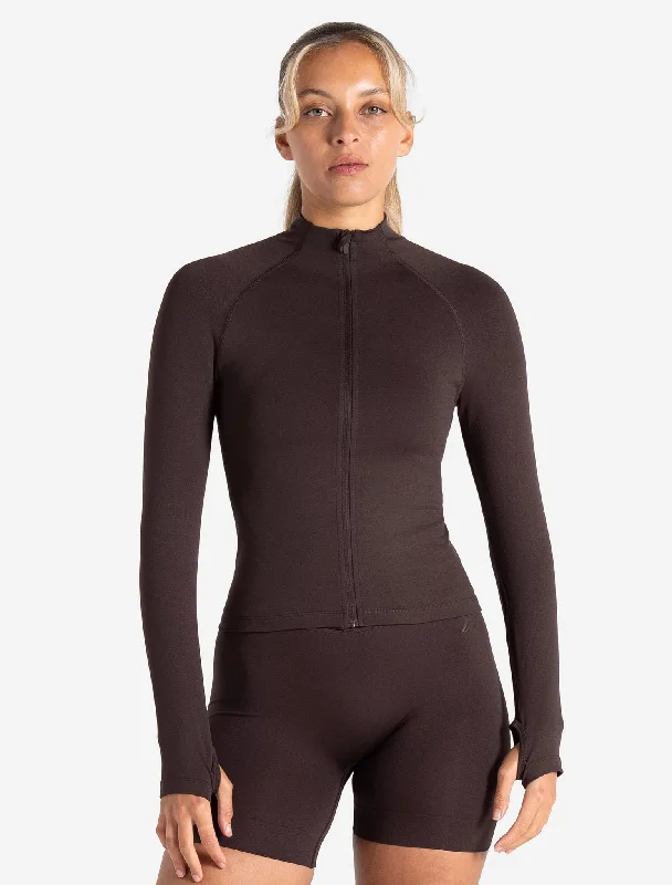 Stylish Looks Sculpt Seamless Zip Jacket - Espresso