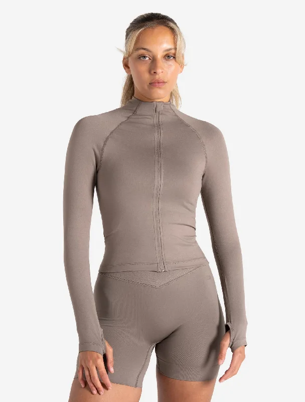 Fashion Forward Sculpt Seamless Zip Jacket - Taupe