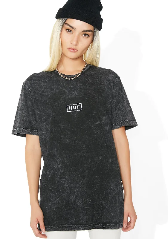 Classic Women's Fashion Black Bar Logo Overdyed Tee