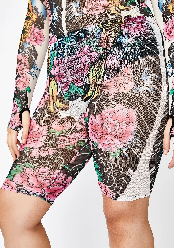 Chic Trends Unveiled Divine Deadly Diva Tattoo Shorts