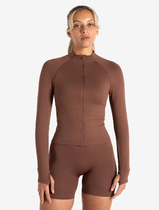 Spring Fashion Sculpt Seamless Zip Jacket - Cocoa Brown