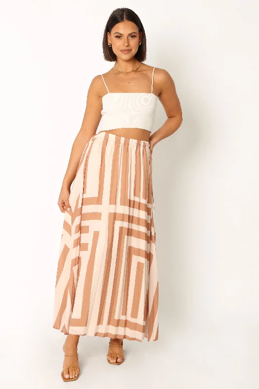 Hot Deals Elke Pleat Midi Skirt - Tan