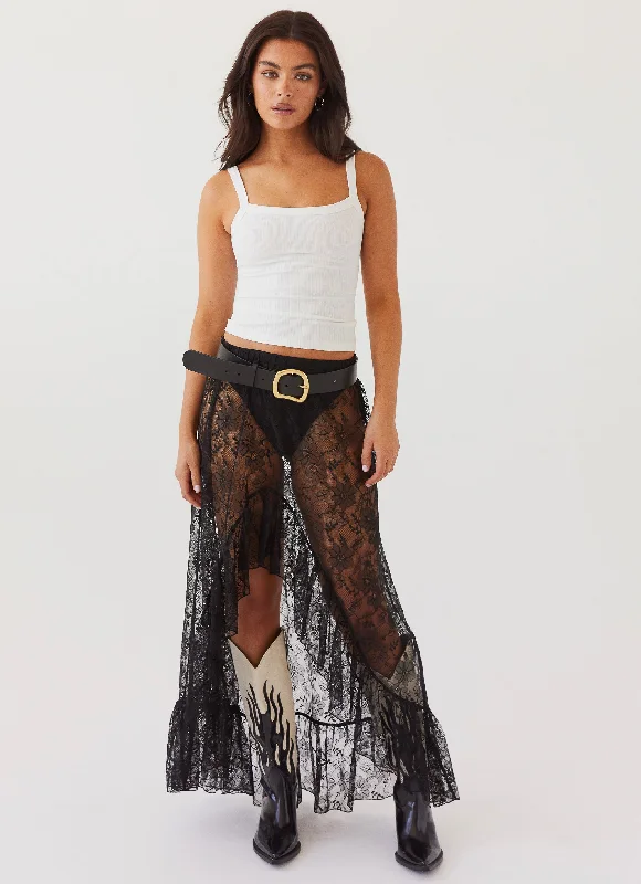 Ride The Style Wave Florentina Lace Maxi Skirt - Black