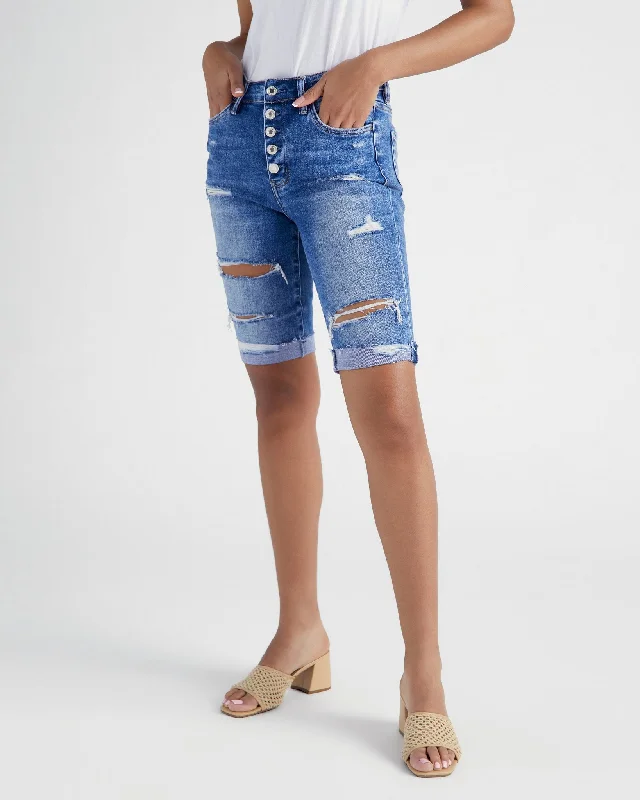 Last Chance Sale High Rise Distressed Bermuda Short