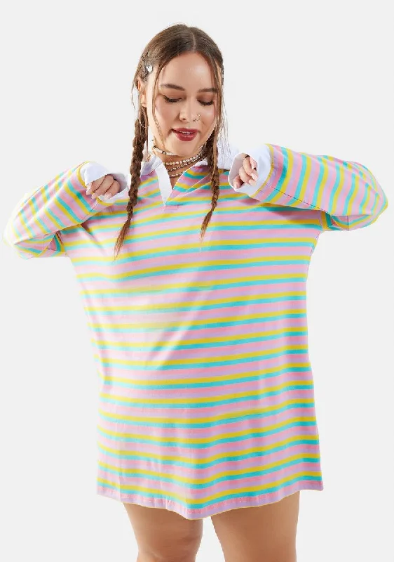 Latest Trends Plus Join The Club Striped Polo Tee