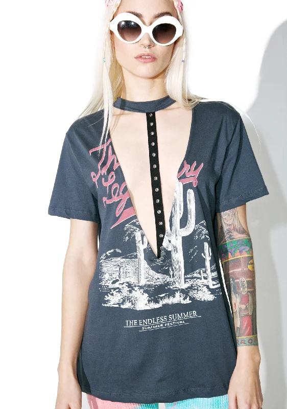 Vintage Charm Heat Wave Cutout Tee