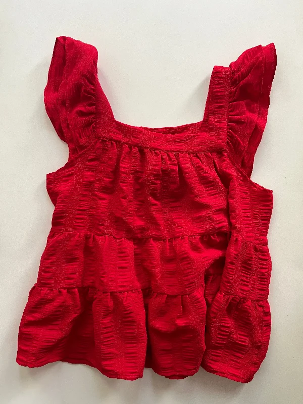 Blouse Sleeveless By Entro In Red, Size: M