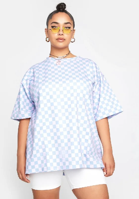 Classic Appeal Plus Blue Checkerboard Tee