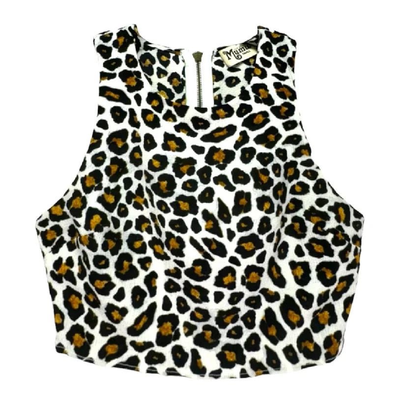 Cropped Zipper Tank Top By Show Me Your Mumu In Leopard Print, Size: S