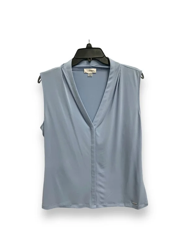 Blouse Sleeveless By Calvin Klein In Blue, Size: L