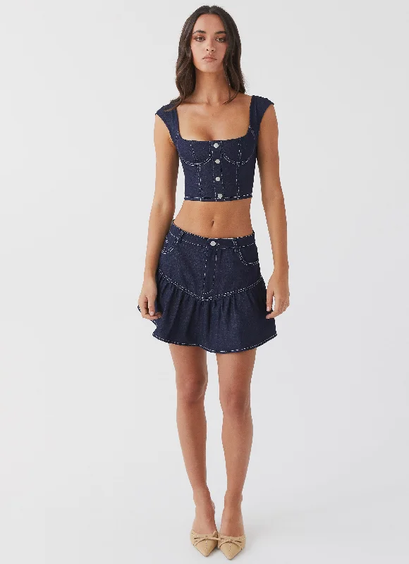 Stylish Savings Marielle Denim Mini Skirt - Indigo