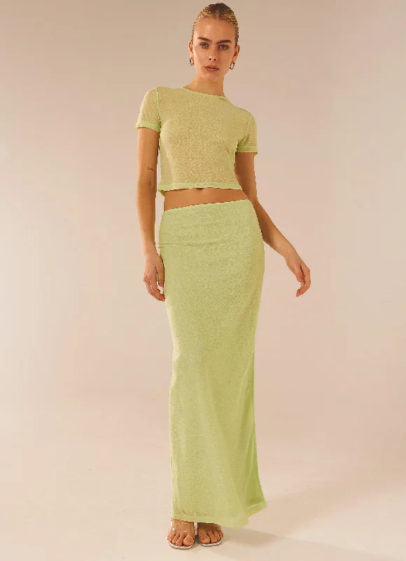 New In This Season Just Like Magic Maxi Skirt - Lime