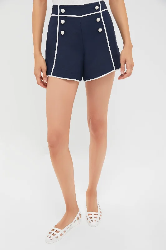 Parisian Effortless Chic Style Midnight Crosby Sailor Front Shorts