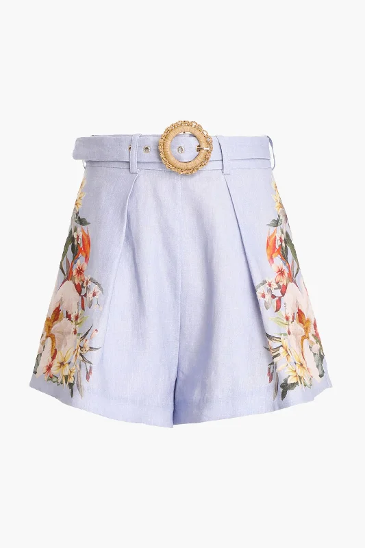 Chic Style Blue Palm Lexi Tuck Short