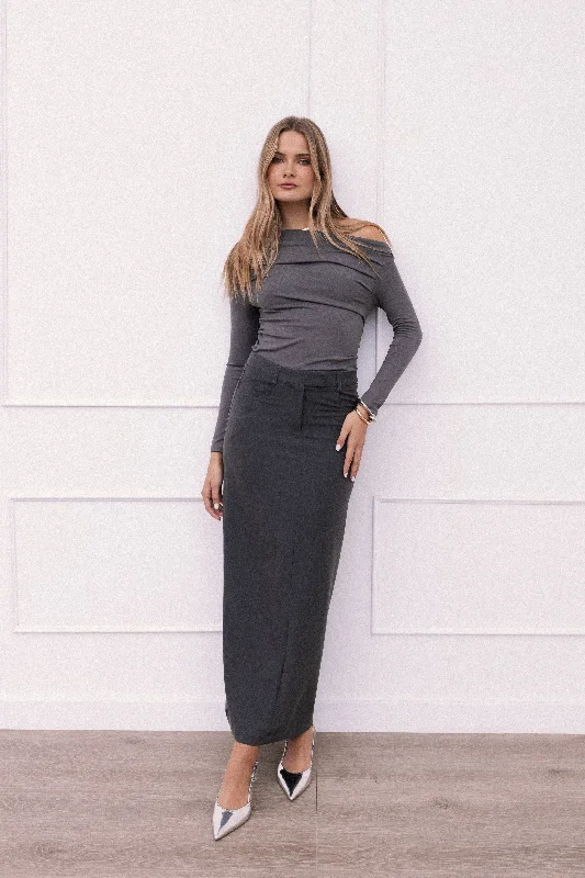 Elegant Style Chicca Maxi Skirt - Grey