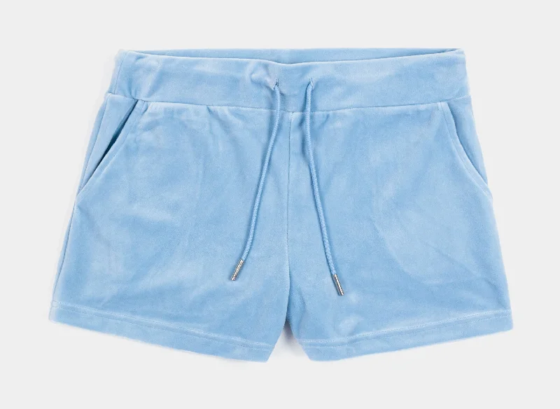 Elevate Your Wardrobe OG Bling Velour Womens Shorts (Blue)