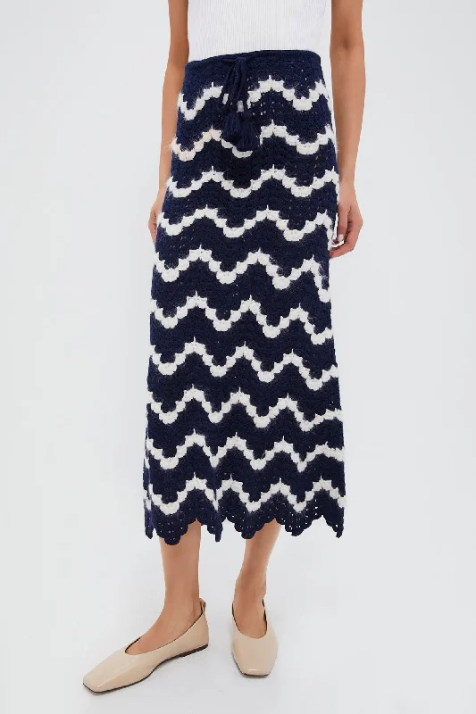 Casual Chic Clothing Navy and Ivory Safi Skirt