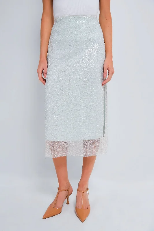 Season Offer Aqua Glassy Sequin Skirt