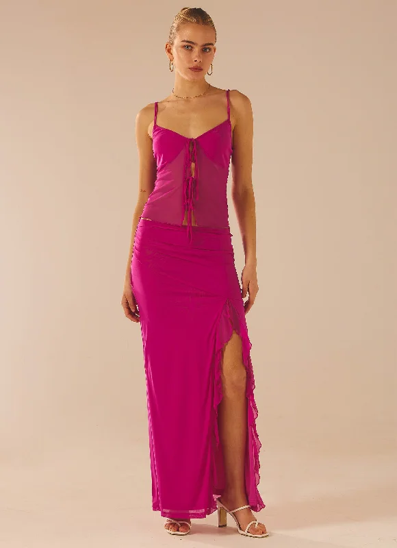 Tropical Island - Inspired Attire Bittersweet Mesh Maxi Skirt - Mulberry