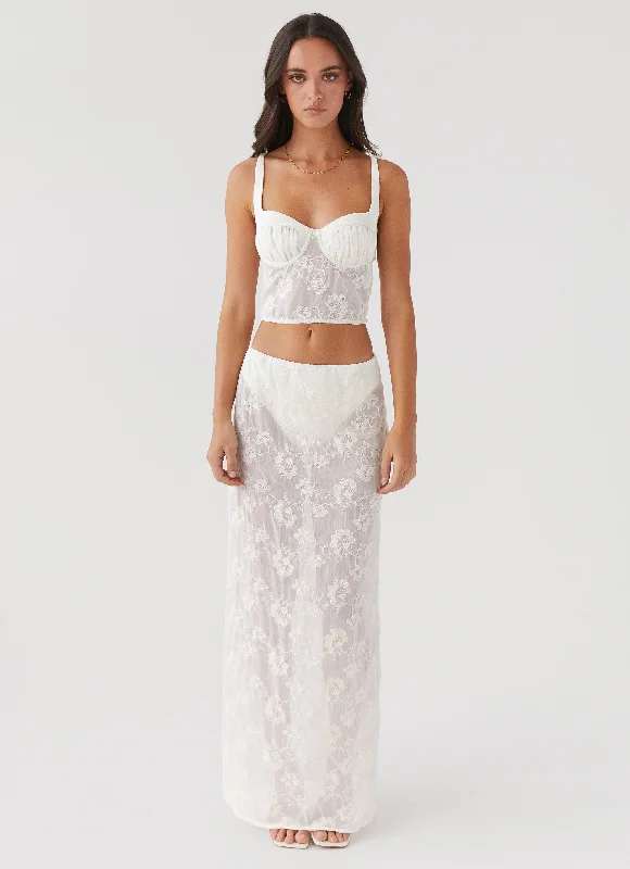 Stylish Looks In The Clouds Maxi Skirt - Ivory Petal