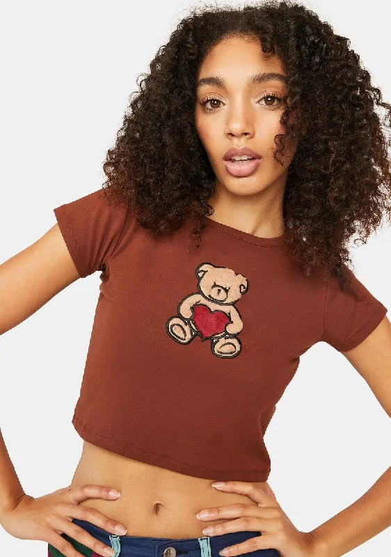 Feminine Elegant Hug A Boo Cropped Baby Tee