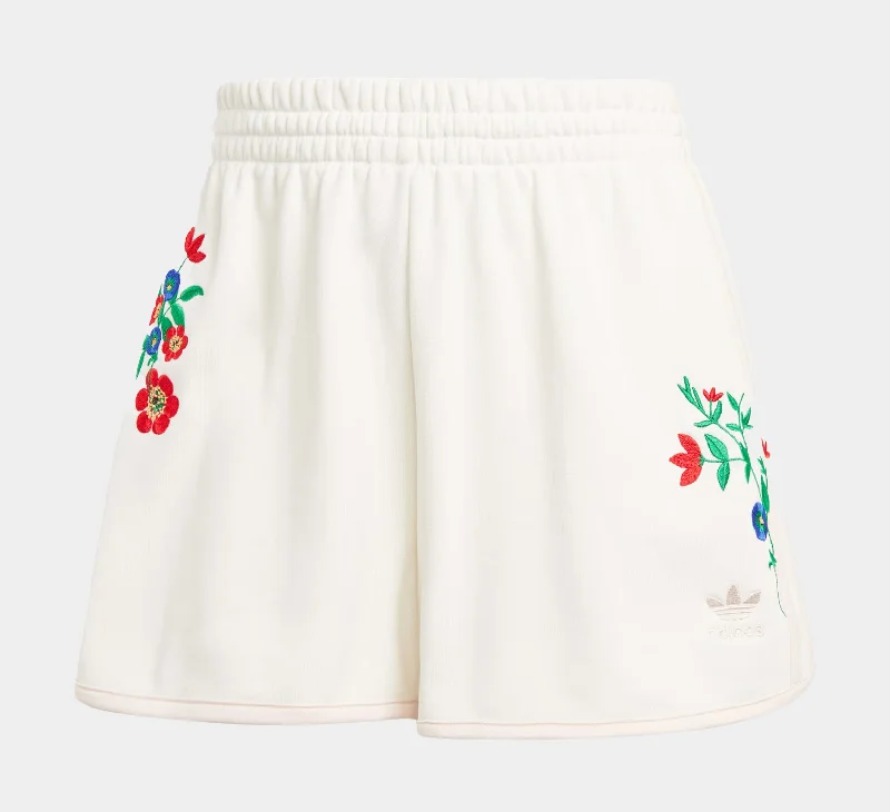 Timeless Elegance Redefined Floral Graphics Womens Shorts (White/Pink)