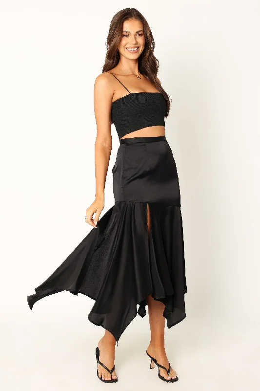 Y2K Nostalgic Fashion Look Jair Midi Skirt - Black