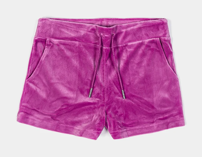 Effortless Style OG Bling Velour Womens Shorts (Purple)