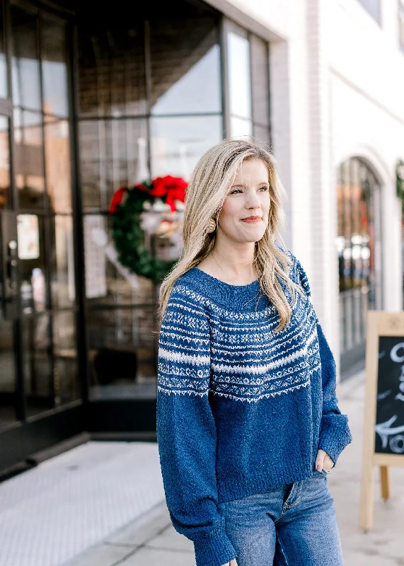 Chic Style Navy Pattern Sweater