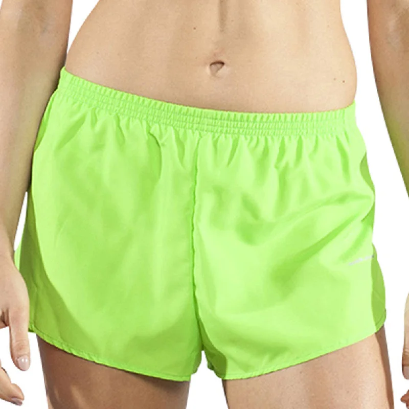 All Season Basics Discount Women's Solid 1" Elite Split Shorts - Neon Lime