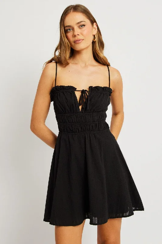 Stylish Savings Black Fit And Flare Dress Mini