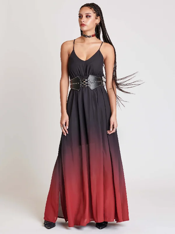 Score Big On Glamorous Red - Carpet Styles Dipped in Blood Maxi Dress