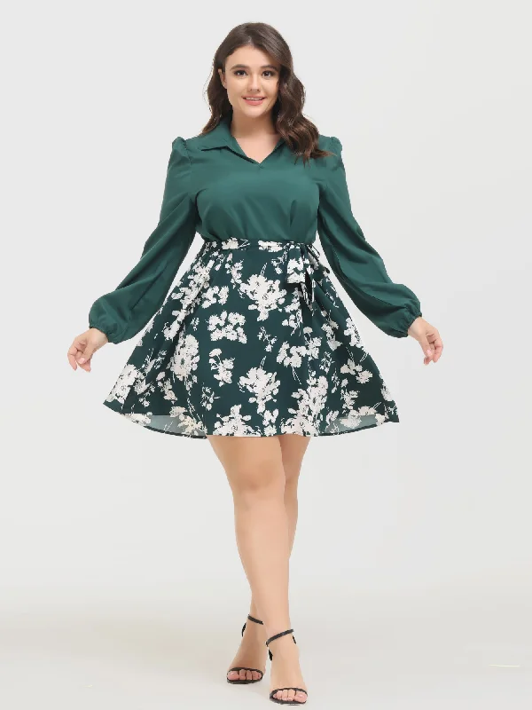 Stylish Looks Midsize Floral Vintage Long Sleeves Mini Dress