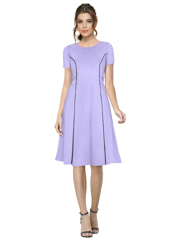 Crazy Price Slashing Odette Purple Skater Knit Fabric Dress For Women