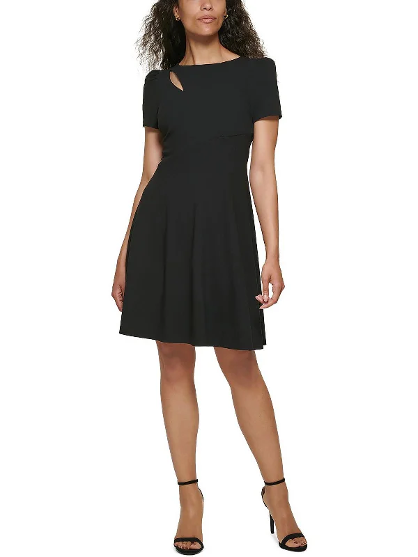 Best Sellers Petites Womens Scuba Mini Fit & Flare Dress