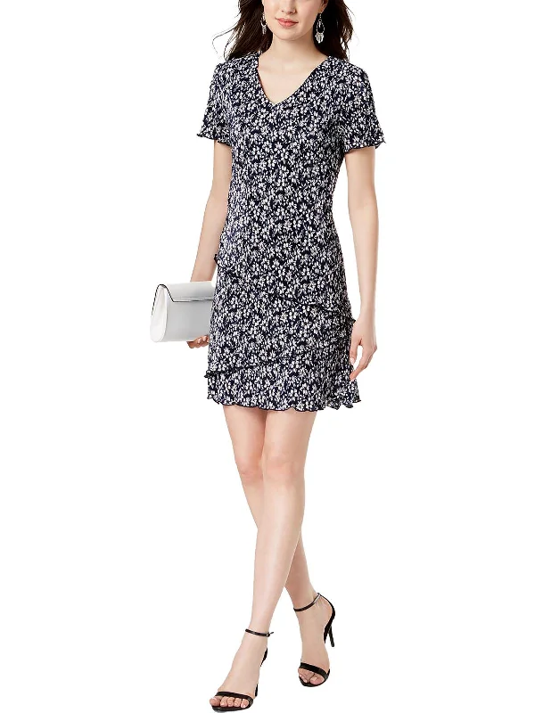 Budget Friendly Petites Womens V-Neck Knee Shift Dress