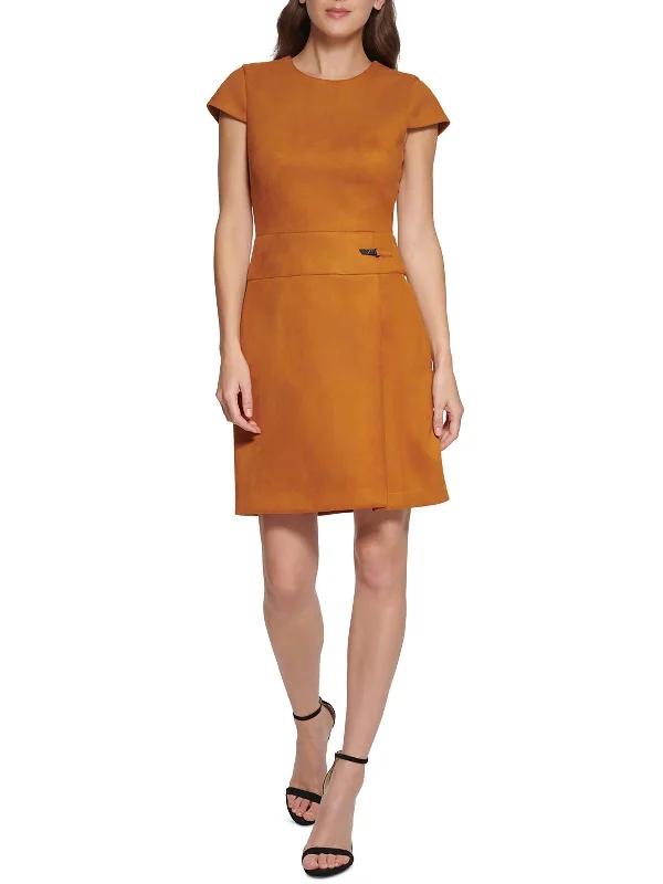 Season Offer Plus Womens Faux Suede Mini Sheath Dress