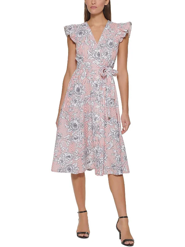 Wardrobe Essentials Womens Cotton Printed Midi Dress