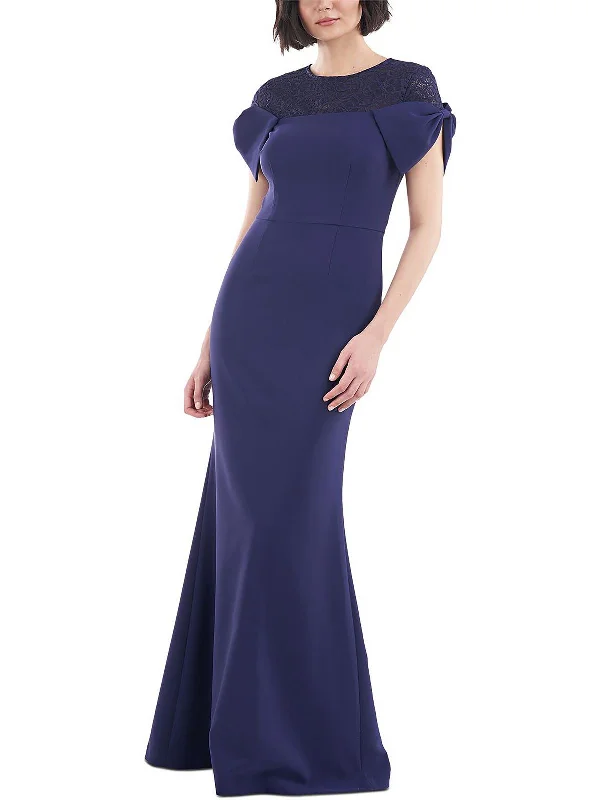 Fashion Forward Womens Lace Trim Knot Sleeve Evening Dress