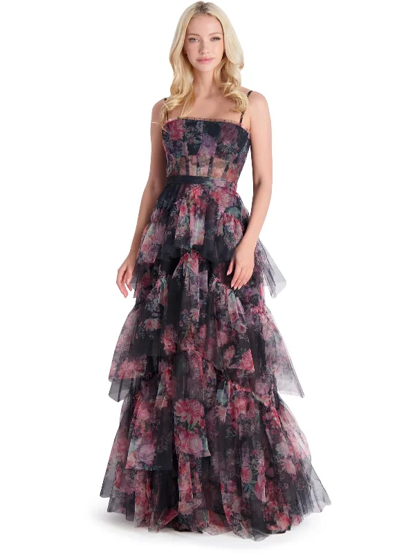 Trendy Styles Womens Ruffled Corset Evening Dress