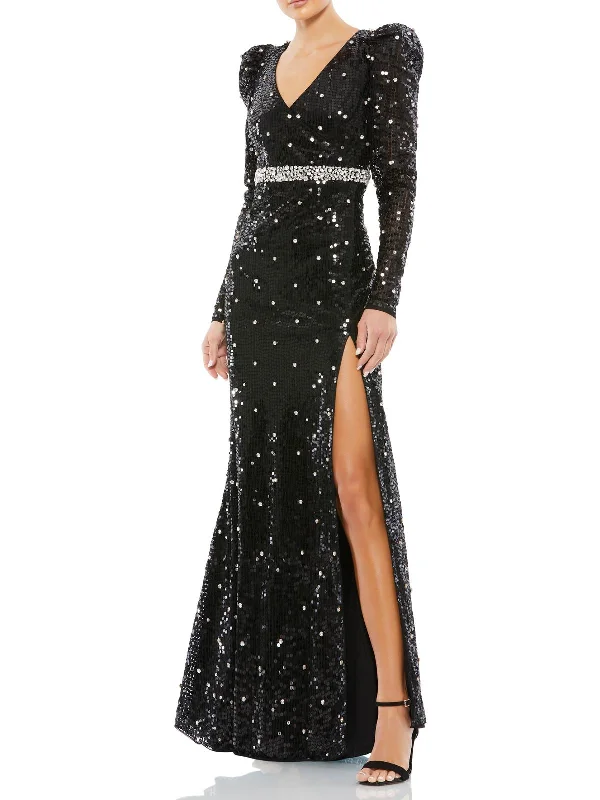 Sophisticated Fashion Womens Sequined Long Evening Dress