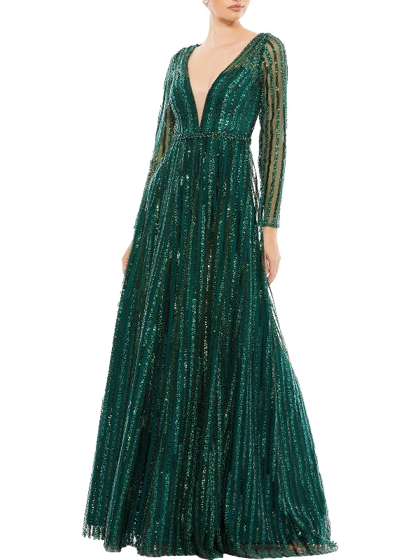 Hot Styles Womens Sequined Maxi Evening Dress