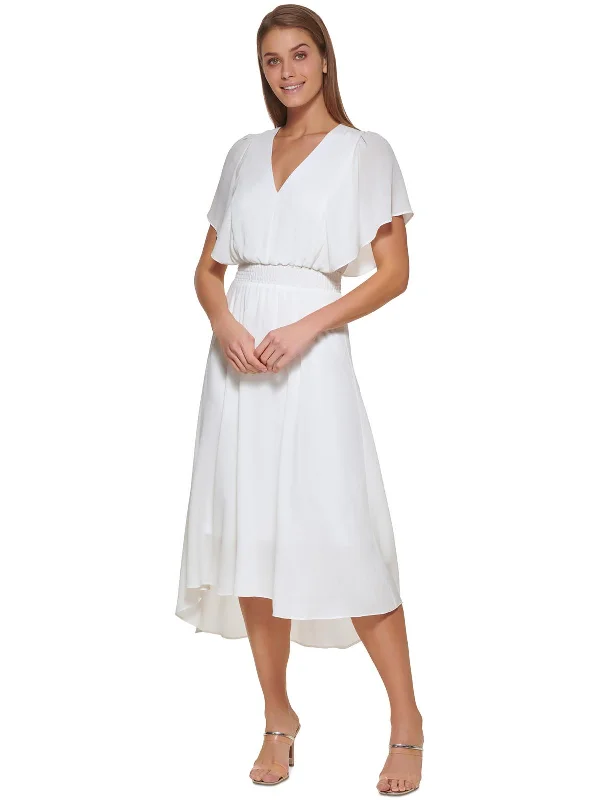 The Latest Fashion Trends Womens V-Neck Calf Midi Dress