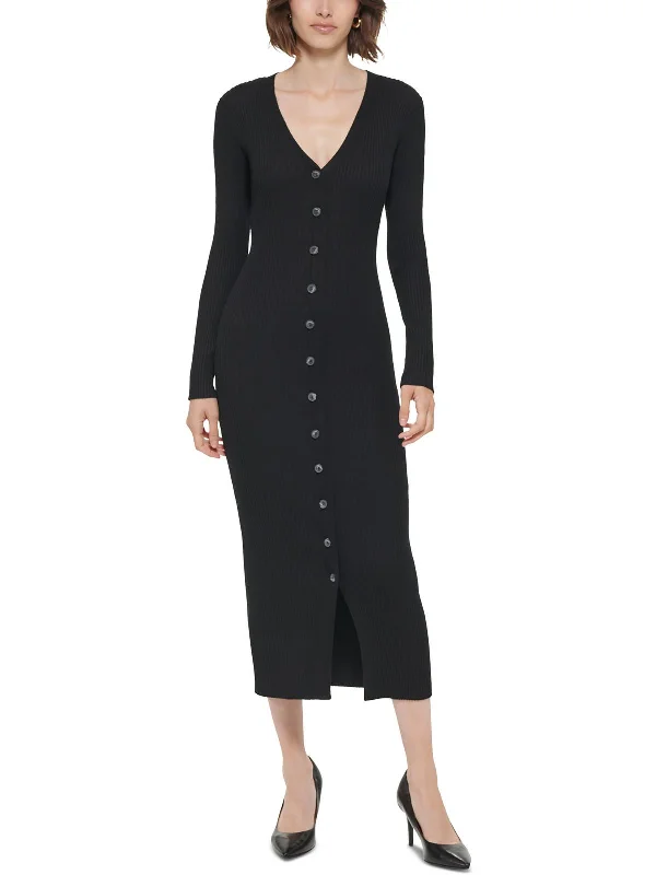 Additional Time-Limited Offers Womens V-Neck Maxi Sweaterdress