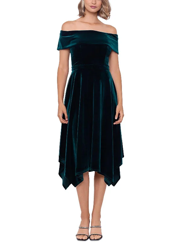 Fashion For Every Occasion Womens Velvet Midi Cocktail and Party Dress