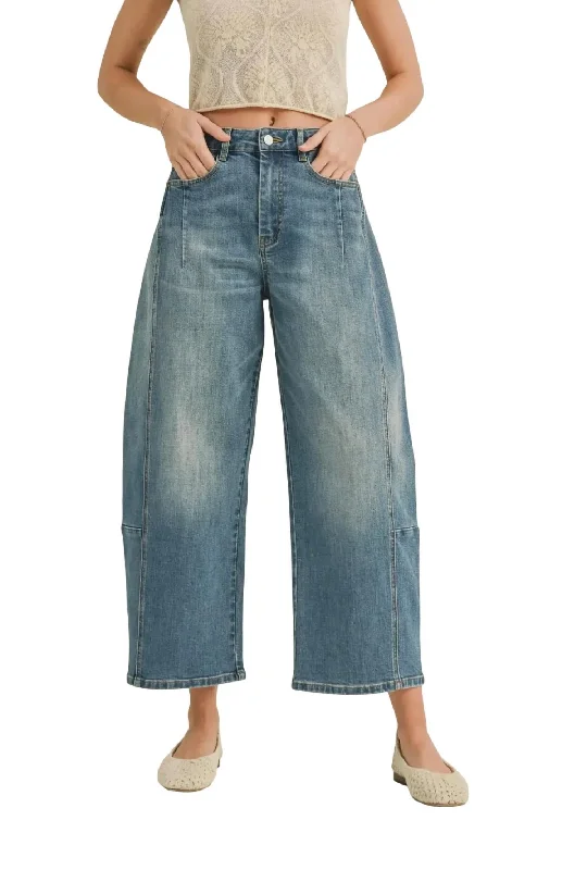 Stylish Savings Barrel Loose Fit Denim Jean In Blue