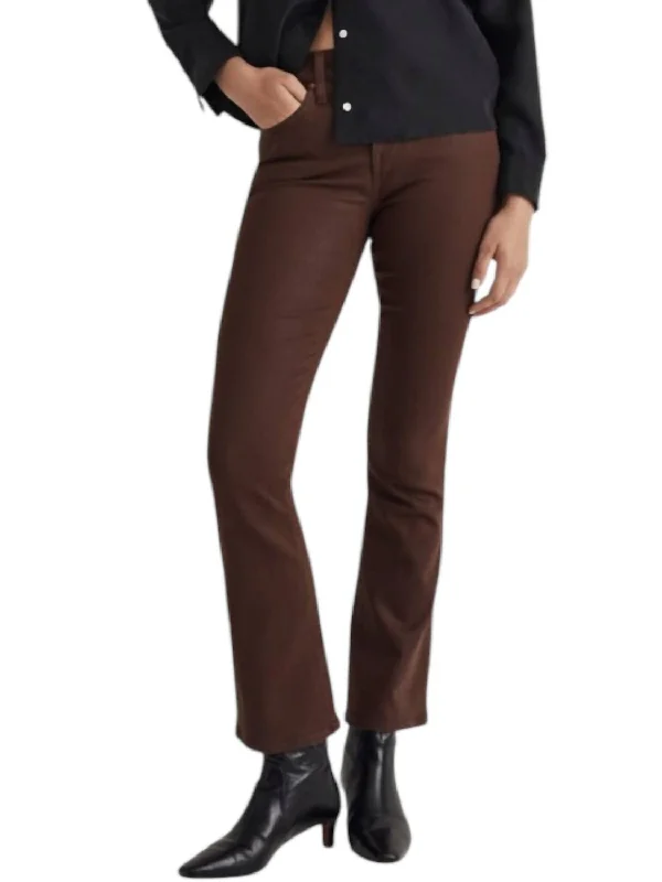 Elegant Contour Coated Jeans Kickout Crop Pants In Hot Cocoa