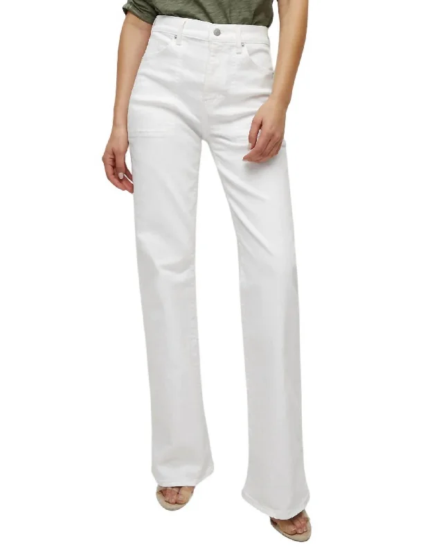 Exclusive Sale Crosbie Wide Leg Jean With Patch Pocket In White