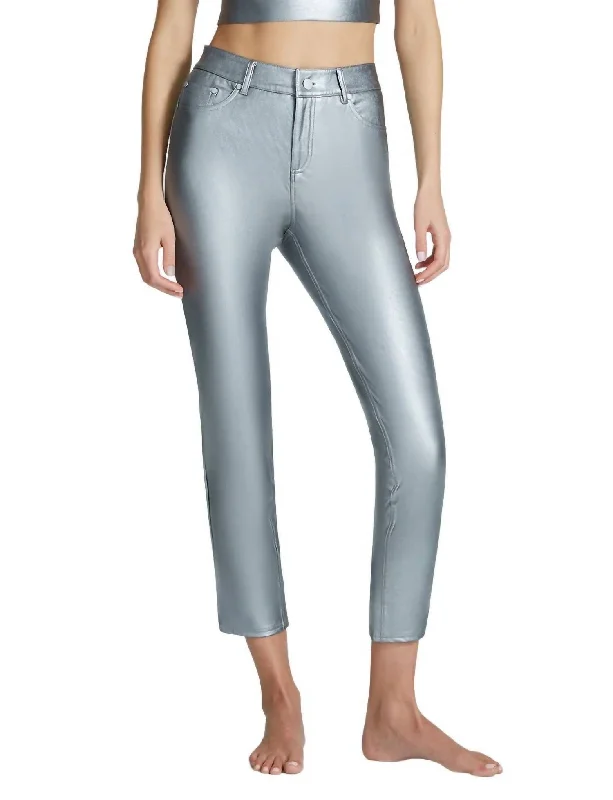 Trendy Styles Faux Leather Five Pocket Pant Slg69 In Platinum